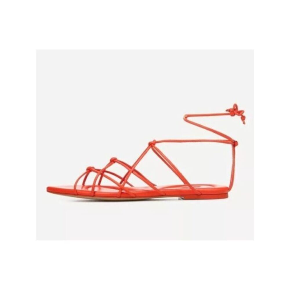VINCE. Womens Orange Strappy Kenna Almond Toe Gladiator Sandals Shoes 6.5 M